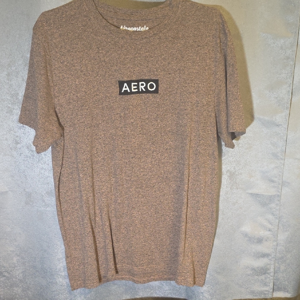 Aeropostale Brown Heather AERO Logo Short Sleeve Tee